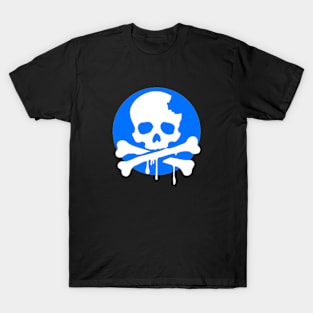 Urban Style Skull and Crossbones Blue and White T-Shirt